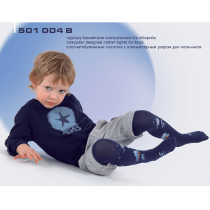 Rajstopy bawełniane komputerowe dla chłopców 501 004B REWON 56-134cm
